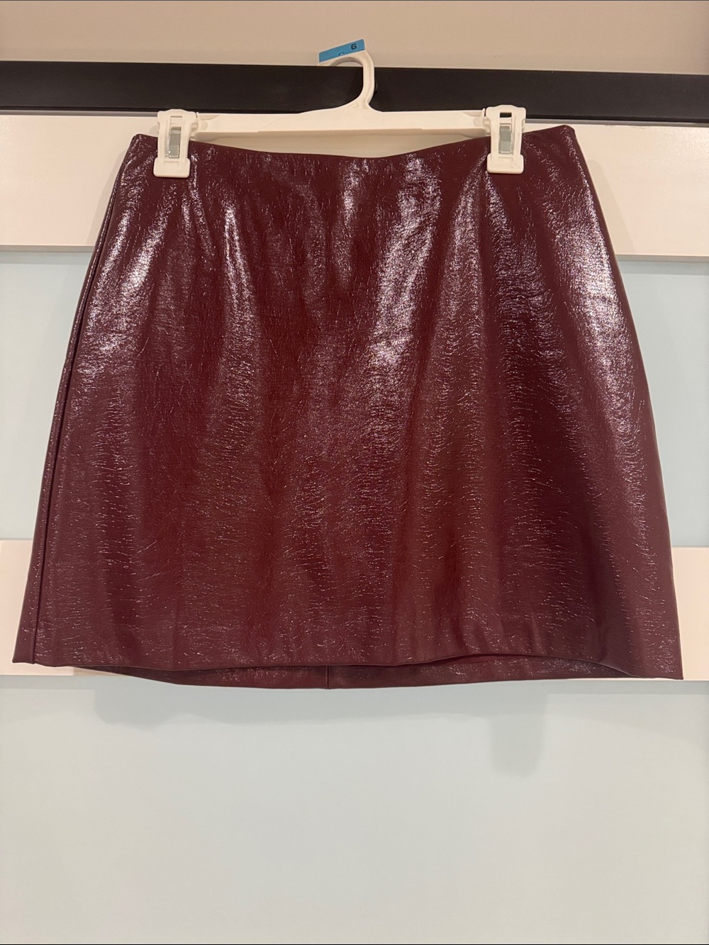 Maroon Leather Mini Skirt - Burgundy
